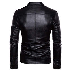 Mens Genuine Leather Bomber Jacket Thick Warm Polyester Lining Waterproof Breathable Eco-Friendly Front <b>Zip</b> Comfortable Cotton - Product Image 2