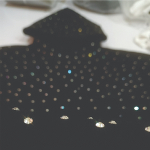 Men's Black <b>Collarless</b> Hoodie Full Sleeve Rhinestone Dot Print Casual Windproof Knitted <b>Shirt</b> Autumn Wear - Product Image 3