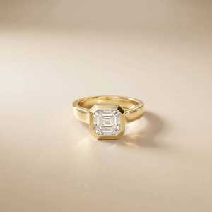 Anillo de Compromiso Clásico con Diamante de Corte Asscher de 1.00CT para Hombre, Cultivado en Laboratorio, Oro Sólido de 14K, Joyería Fina para Boda, Regalo para Amigos - Product Image 1