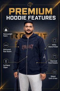 Men's Oversized <b>Zip</b>-<b>Up</b> <b>Hoodie</b> <b>Black</b> Cotton French Terry Streetwear Hooded Sweatshirt Autumn Style Letter Print Front Logo - Product Image 3