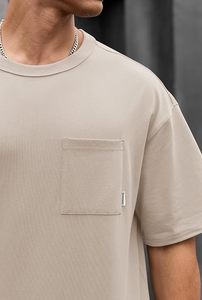 เสื้อยืดโอเวอร์ไซส์ผ้าฝ้ายแท้ 100% น้ำหนัก 220 กรัม พิมพ์ลายตามสั่งที่ไหล่ สไตล์ฮิปฮอป ไซส์พลัส ผ้าฝ้ายแท้ 100% ทรงบ็อกซี่ สำหรับผู้ชาย - Product Image 2