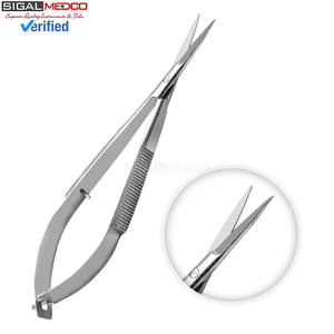 Juego de 3 Tijeras Manuales Micro Iris Castroviejo de 4.5 Pulgadas, Hojas Rectas, Curvas y Anguladas, Extra Afiladas, con Mecanismo de Resorte, Quirúrgicas, Certificadas por la CE - Product Image 2