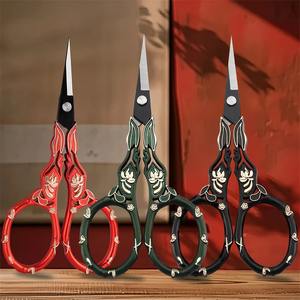 1 ud. Tijeras de belleza vintage de acero inoxidable, cortador de cejas para zurdos, mango de cerámica, hoja recta, DIY, no plegable, personalizado - Product Image 1