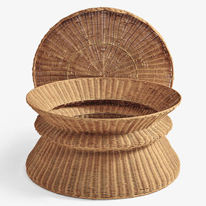 Natural Rattan <b>Low</b> Accent Table Artisanal Wicker Coffee <b>Stool</b> Round Side Table Boho Furniture For Living Room Bedroom Decor - Product Image 2
