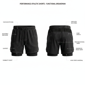Whole Sale 2 in 1 Running <b>Shorts</b> Quick Dry Gym Workout <b>Shorts</b> <b>Compression</b> Liner Breathable 4 Way Stretch Athletic Training <b>Short</b> - Product Image 2