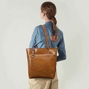 Bolso Tote de Cuero Genuino Marrón con Diseño de Caramelo para Mujer, con Dos Correas, Colores y Logotipo Personalizables - Product Image 6