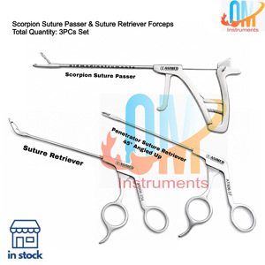 Ensemble de forceps de récupération et de passage de sutures Scorpion pour arthroscopie – Instruments médicaux réutilisables 3 pièces |   OLDMED - Product Image 1