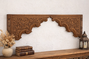 Panel de arco de madera tallado a mano antiguo, marco de puerta indio vintage, decoración de pared, acento arquitectónico rústico. - Product Image 4