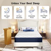 Matelas hybride écologique 5/7 zones, taille King/Queen, 12 pouces, ressorts ensachés individuels, fermeté moyenne, pour chambre d'hôtel/appartement