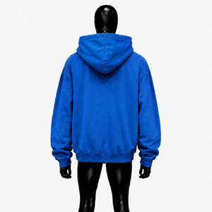 เสื้อฮู้ดโอเวอร์ไซส์สีน้ำเงินลายกราฟิกพร้อมตัวอักษรสีเหลือง สไตล์สตรีทแวร์ เสื้อพูลโอเวอร์ลำลองแฟชั่นสุดเท่ ลดราคา - Product Image 2