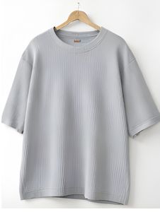 T-shirt oversize en coton gaufré épais 240 GSM, épaules tombantes, coupe décontractée, personnalisation de marque, production en gros - Product Image 3