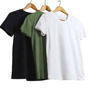 เสื้อยืดคอกลมแขนสั้นผู้ชายคุณภาพสูงแบบสั่งทำพิเศษ OEM ผ้าฝ้าย 100% ทรงปกติ สีพื้น ผ้าเจอร์ซีย์ถักแบบเรียบ - Product Image 2