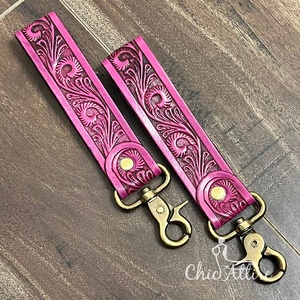 New Genuine <b>Leather</b> <b>Tooled</b> Keychain Wristlet Floral Western Key Fob Handmade <b>Leather</b> Key Holder with Snap Hook Gift Souvenir - Product Image 1
