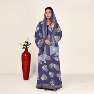 Abaya de Chifón con Estampado Floral, Pañuelo para la Cabeza Coordinado, Largo hasta el Suelo, Mangas Largas, Cuello Chal - Ropa Islámica Modesta para Oración para Mujeres - Product Image 2