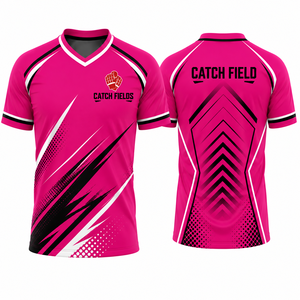 เสื้อฟุตบอลคอวีสำหรับผู้ชาย ลายพิมพ์แบบ Sublimated ระบายเหงื่อได้ดี ผลิตจากโพลีเอสเตอร์ แขนสั้น สำหรับผู้ใหญ่ - Product Image 1
