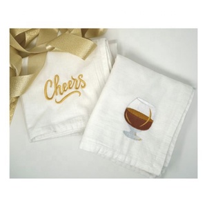 Rose naturelle brodée 100% coton biologique maison haute qualité lin épais à la mode personnalisable pas cher Golf serviette de cuisine - Product Image 2