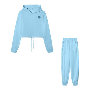 Ensemble deux pièces en coton pour la gym et les activités sportives, tissu extensible, coupe confortable pour le fitness et le yoga - Product Image 1