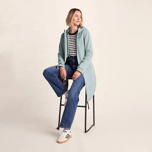 Chaqueta larga de softshell para mujer, con capucha, impermeable, transpirable, con cremallera, para senderismo, viajes, abrigo largo para invierno - Product Image 4