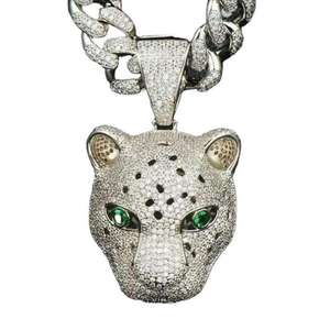 Hot Sale Iced Out Animal <b>Head</b> Pendant Hip Hop <b>Style</b> Leopard <b>Head</b> Necklace Pendant Moissanite Silver Jewelry - Product Image 3