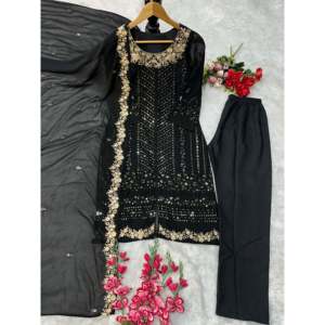 Conjunto de traje de fiesta de diseñador para mujer con bordado elegante - Product Image 4