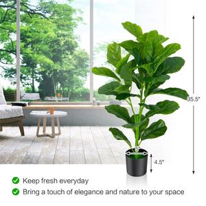 Set di 2 Alberi Artificiali Ficus Lyrata da 90 cm con 32 Foglie Realistiche in PEVA+PE, Vaso Verde con Supporto per Esterni e Scenografie Matrimoniali - Product Image 6