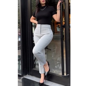 กางเกงขายาวสีกากีสำหรับผู้หญิงแบบใหม่ ทอเนื้อผ้าเรียบ ทรงดินสอเข้ารูป สวมใส่สบาย เหมาะสำหรับใส่ทำงานหรือลำลองช่วงฤดูใบไม้ร่วง เอวสูง ระบายอากาศได้ดี - Product Image 2