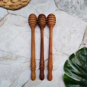 Teak Wood Eco-Friendly Honey Dipper & Stick with Mirror Polish | Long Handle for Camping Tea Coffee & Desserts - Product Image 1