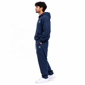 Men's Full <b>Zip</b> Hoodies Tracksuit Set Heavy Fleece Streetwear Jogger Suit with Drawstring Sweatshirt & Pants for Wholesale Supply - Product Image 2