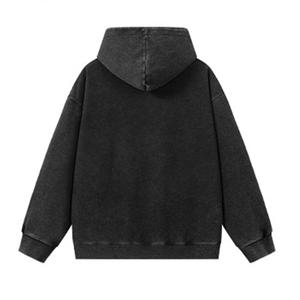 เสื้อฮู้ดโอเวอร์ไซส์แบบยูนิเซ็กซ์ สีพื้น ล้างสีแบบแอซิดวอช มีกระเป๋า ดีไซน์เรียบง่าย ทรงปกติ สวมใส่สบาย เหมาะสำหรับฤดูใบไม้ร่วง ผลิตจากผ้าฝ้ายเฟรนช์เทอร์รี่ถัก - Product Image 4
