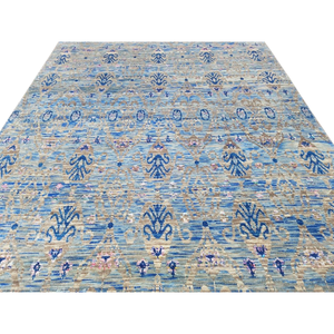 Tapis ethnique en laine noué à la main, à poils ras, artisanal, avec motifs traditionnels vibrants - Product Image 4