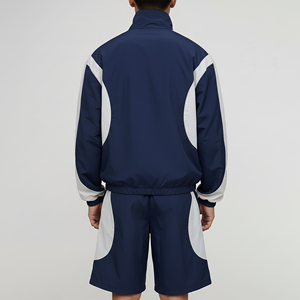 Conjunto Deportivo de Dos Piezas para Hombre, Chaqueta Cortavientos y Pantalones Cortos, Diseño Color Block, Estilo Hip Hop, Corte Holgado, Ropa de Entrenamiento, Conjunto para Correr - Product Image 3