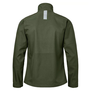 Men's Olive Green Soft Shell Jacket Zip Fly Stand Collar Water Resistant Outdoor Hiking Coat Regular Fit Windstopper <b>Material</b> - Product Image 5