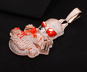 Collar con Colgante Orelia Luxe en Plata Chapada en Oro Rosa, con Circonita Cúbica y Ojo Rojo Esmaltado, Estilo Hip Hop, Unisex, Ideal para Regalo - Product Image 6