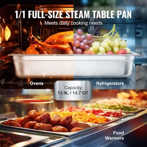Set di 6 Vasche per Buffet Professionali da 4 Pollici di Profondità, in Acciaio Inox Spesso 0,8 mm, Attrezzatura per Mantenere il Cibo Caldo - Product Image 3