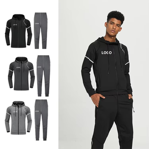 Full Zipper Black Tracksuits Soccer Team Training Football Jacket <b>Pant</b> Set High Quality Men Soccer Tracksuit - Product Image 6