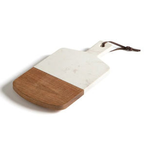 Tabla de Cortar Rectangular de Mármol Blanco Elegante y Madera de Acacia Natural con Asa, Calidad Comercial, para Quesos, Venta al por Mayor - Product Image 1