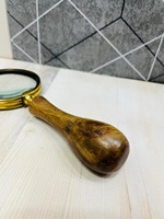 Loupe grossissante de 3 pouces en laiton avec poignée ronde en bois