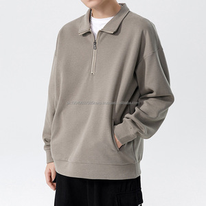 Sudadera de cuello con cremallera de cuarto de alta calidad con logotipo personalizado, sudaderas con capucha y cuello redondo de manga larga con 14 cremalleras para hombre - Product Image 6