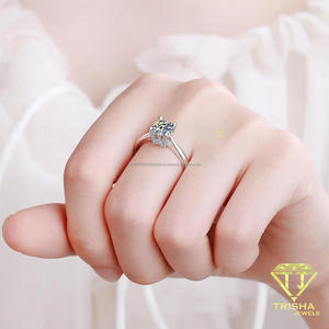 Bague de fiançailles en moissanite taille ronde VVS, solitaire, en argent sterling 925, bijoux de mariage de luxe pour femme - Product Image 2