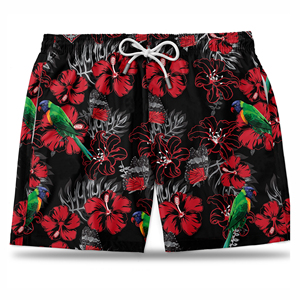 Shorts de bain et de surf légers et respirants en polyester tissé, à séchage rapide, avec logo frontal, style décontracté et uni - Product Image 1
