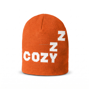 Bonnet en tricot Cozy Zzz unisexe pour adulte, style décontracté d'hiver, gris, mélange de laine, style urbain, tricoté à la machine, motif lettres, ajustable - Product Image 4