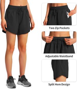 Shorts de sport légers à séchage rapide pour femmes, shorts de course athlétiques à taille haute avec poches zippées et protection UPF 50+ - Product Image 6