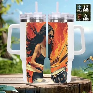 40oz <b>Large</b> Stainless Steel Tumbler With Straw For Outdoor Activities - Product Image 2