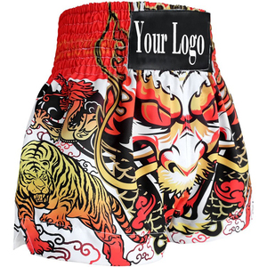 Shorts d'arts martiaux pour hommes, imprimé dragon et tigre, séchage rapide, polyester, tenue de MMA, coupe régulière, style court pour adulte, logo personnalisé au dos - Product Image 5