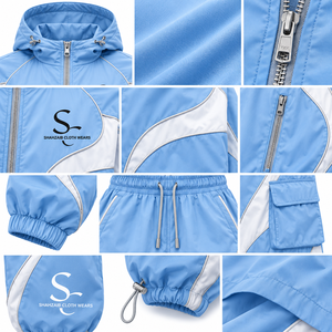 Ensemble coupe-vent d'été respirant personnalisé pour homme, streetwear 2 pièces, veste 80% nylon et pantalon de jogging, survêtement OEM marque privée - Product Image 5