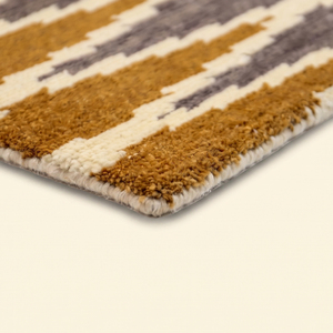 Alfombra DECORDEC Azure Ikat Azul Mostaza, Tejida a Mano, de Lana, Diseño Geométrico de Diamantes Moderno, Antideslizante y Ecológica para Sala de Estar - Product Image 5