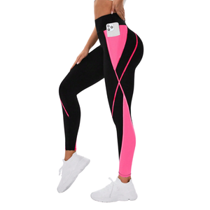 Womens High Waist Color Block Yoga <b>Leggings</b> <b>with</b> Side <b>Pocket</b> Stretch Gym Fitness Running <b>Workout</b> Training Tight Pants - Product Image 3