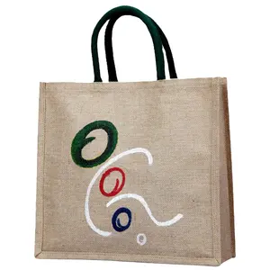 China Factory Jute Shopping Bag With Thick Carry Handle Shopping Bag High Quality Jute Tote Bag