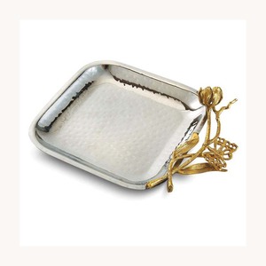 Elegante bandeja de servir de acero inoxidable dorado, bandeja moderna decorativa para presentación de alimentos, para dátiles, chocolates y bocadillos. - Product Image 4
