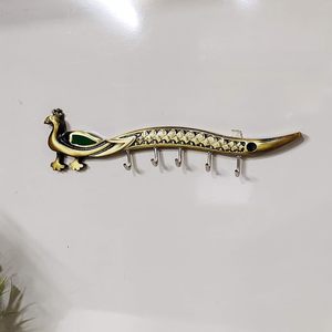 Vintage Metal Peacock <b>Wall</b> Hook <b>Key</b> <b>Holder</b> with 5 Hooks Animal Pattern Decorative Storage Rack <b>for</b> <b>Keys</b> and Sundries - Product Image 3